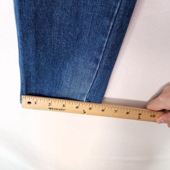 Amo Kate Straight Leg Denim Jeans Size 27 In Mariner Blues Whiskered Mid Rise - Picture 11 of 13
